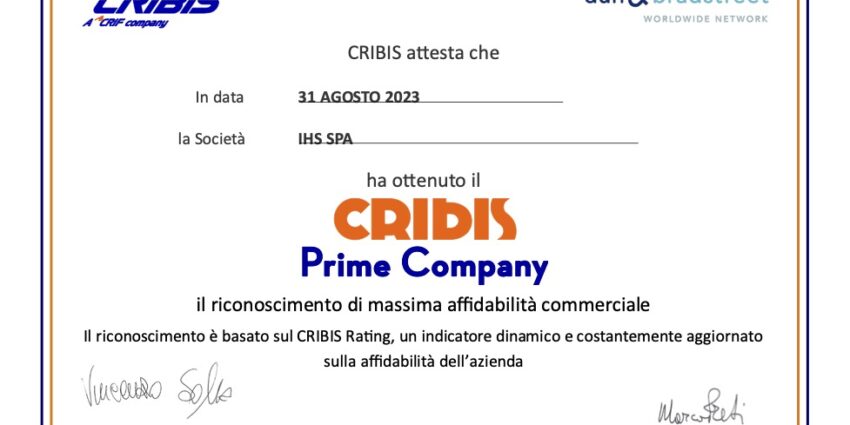 Affidabilità finanziaria e commerciale, per iHS arriva l’ennesimo riconoscimento da Cribis D&B